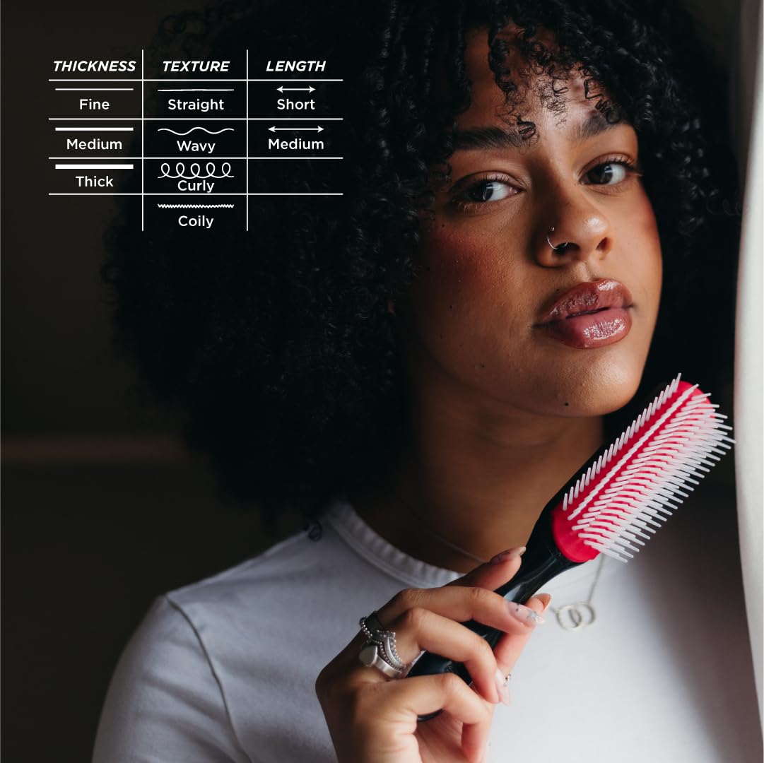 Denman D3 7 Rows Curly Hair Brush Detangling Detangling Detangling Shaping Curls Defining Hair Brush for Men and Women
